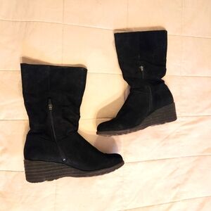 Dansko Women’s Boots, Cassy Black Leather Mid Calf Wedge Pull On, 41 / 10.5 EUC